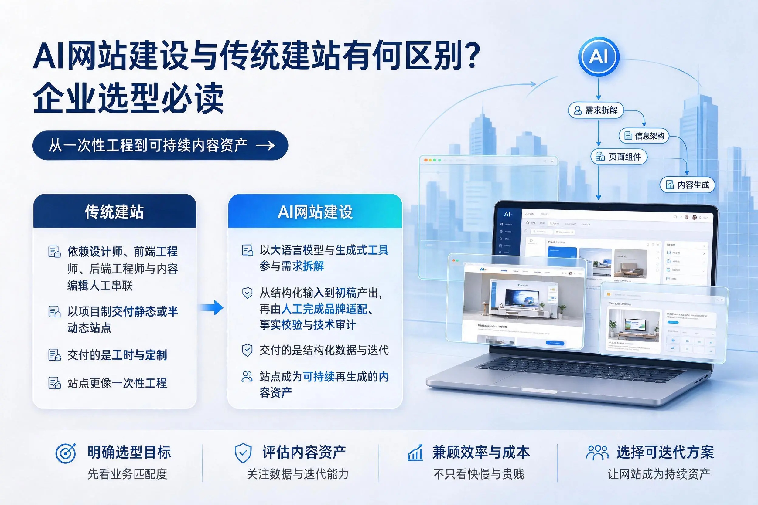 AI网站建设与传统建站有何区别？宝鸡企业选型必读