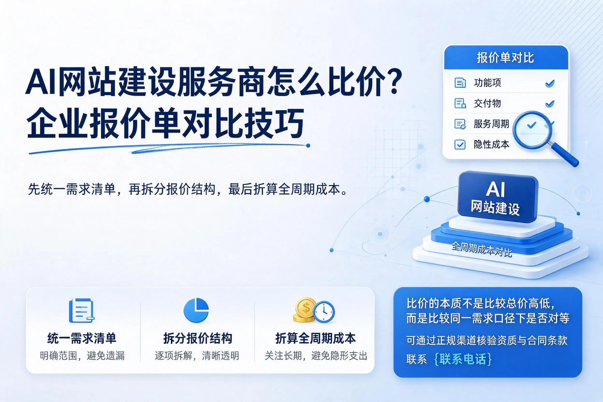 AI网站建设服务商怎么比价?宝鸡企业报价单对比技巧