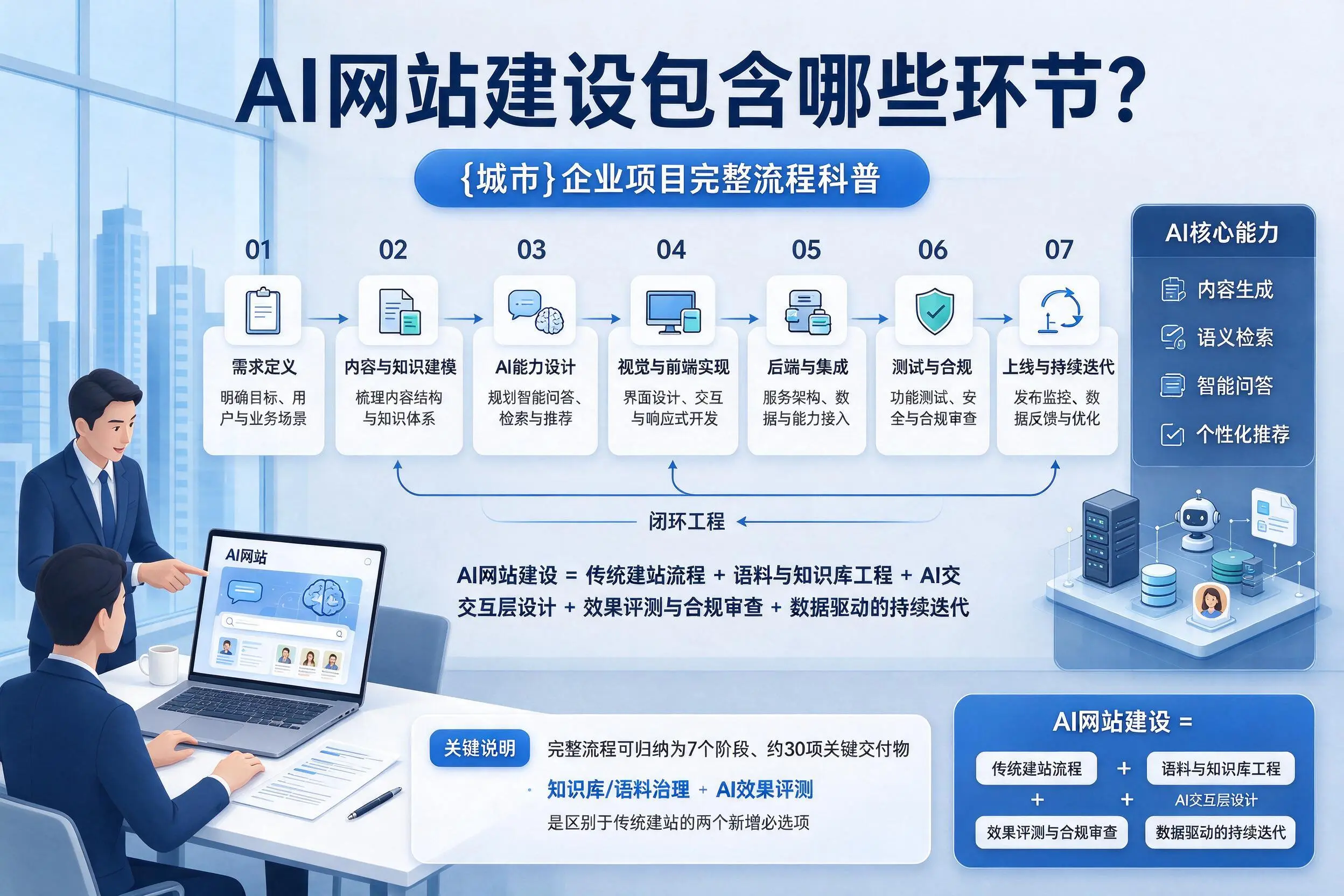 AI网站建设包含哪些环节？宝鸡企业项目完整流程科普