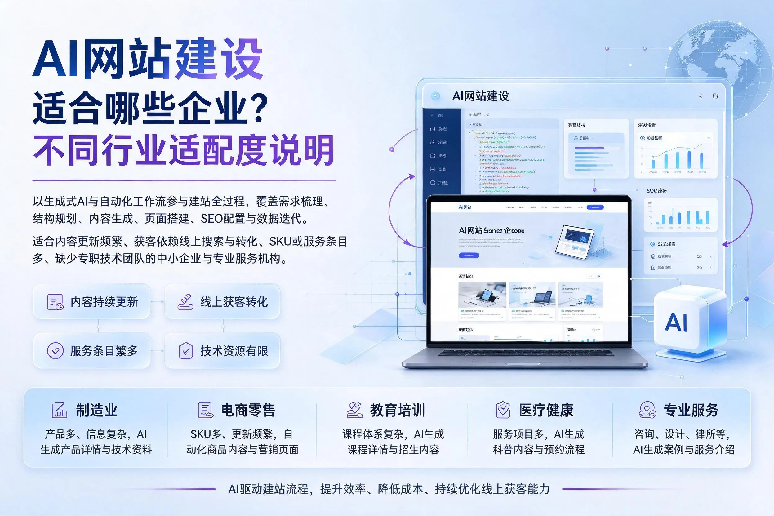AI网站建设适合哪些企业？宝鸡不同行业适配度说明